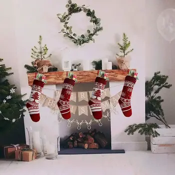 

4Pcs Christmas Hanging Sock Classic Gift Filler Decoration Ornament Candy Bag