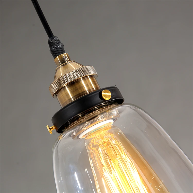 American Vintage Industrial Classic Clear Glass Cover Suspension Pendant Lamp scandinavian