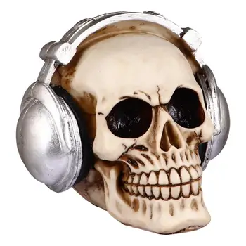 

1pc Skull Statue Halloween Statue Fun Tabletop Resin Skull Sculpture for Scaring Prop