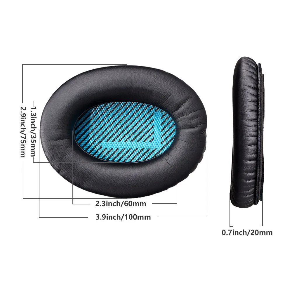 Replacement Protein Leather Foam Ear Pads Cushions for Bose Quietcomfort 2 QC25 AE2 QC2 QC15 AE2I Headphones (3)