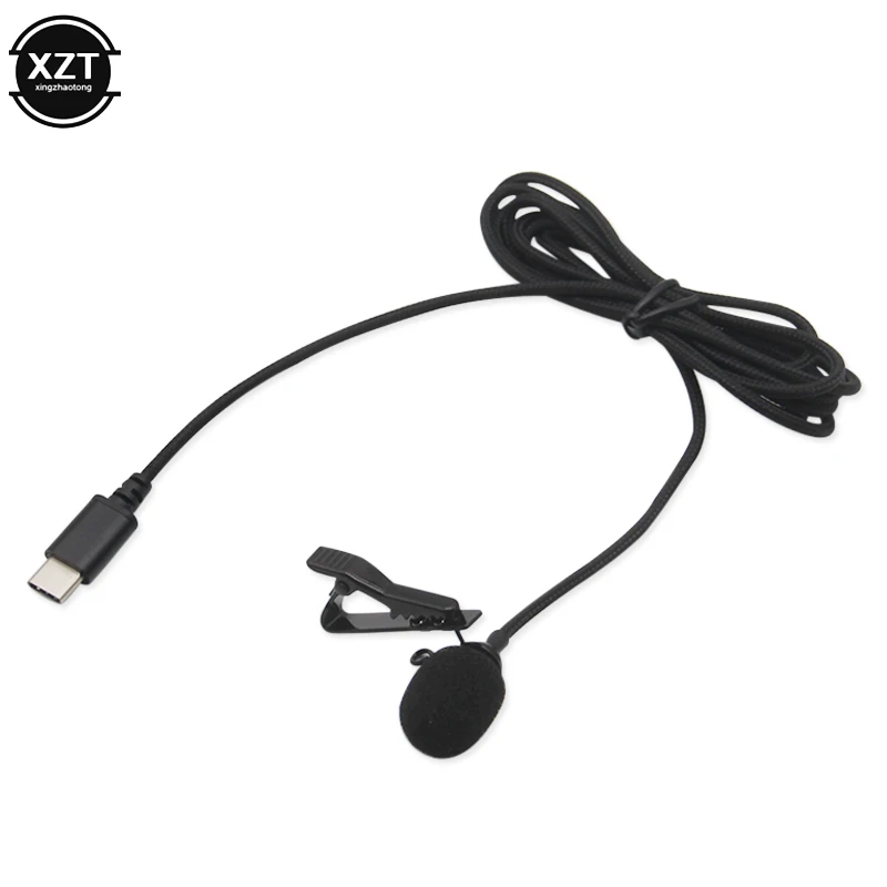 Мини микрофон Type C USB конденсаторный аудио запись петличный зажим проводной для
