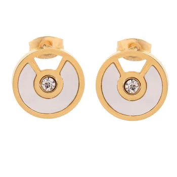 

2020 Sale Fashion jewelry Female Crystal from Swarovskis Gold Titanium Steel Stud Earrings with Zircon Shell Simple temperament