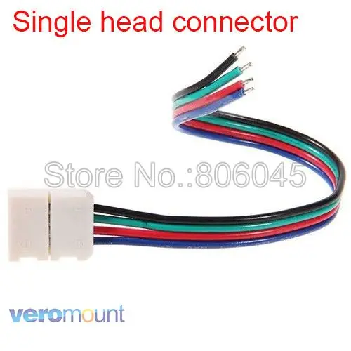 4Pin Solderless RGB Соединительный кабель для светодиодной 1-Way полосы для управления 2-Way полосы для прокладки разъем для 10 мм 5050 SMD полоски RGB - Цвет: Singel Connector