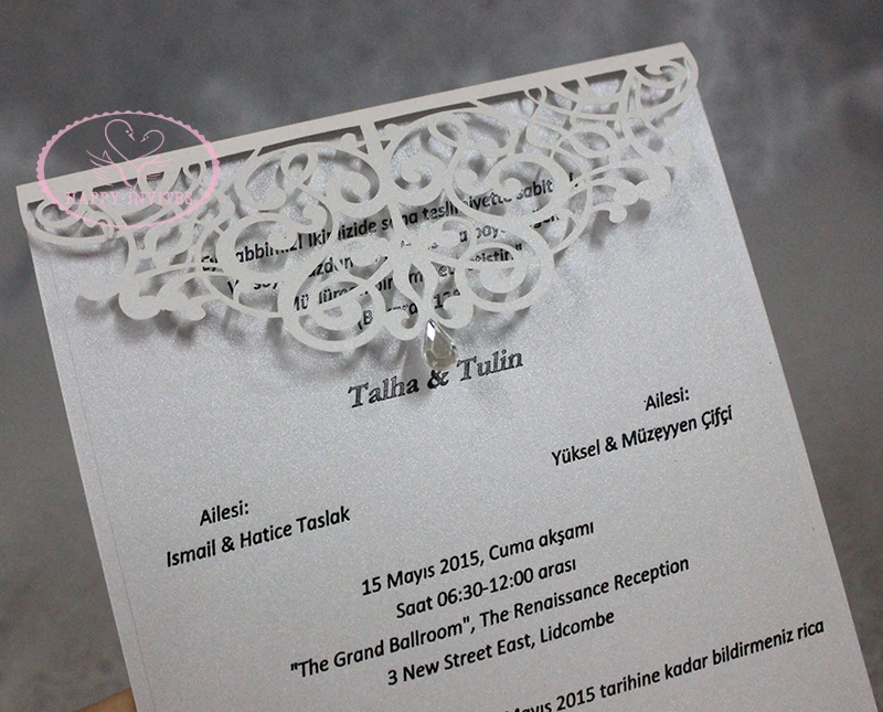 HI3027-05 Customize Laser Cut Wedding Cards with Personal Printing  More Colors Available