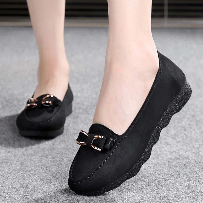 

Middle-aged Mom Flat Heel Fashion Old Beijing Cloth Shoes Slip-on Black Thin Shoes Casual WOMEN'S Flat Shoes Spring And Autumn