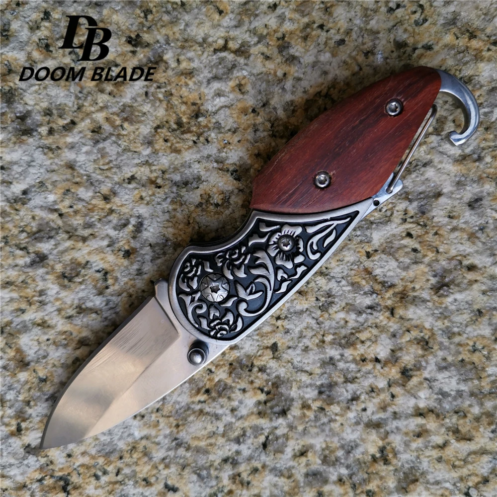 black 135 мм(5,3 '') 58HRC складной нож Karambit тактические спасательные карманные ножи деревянная ручка коготь из Нержавеющей Стали походный охотничий нож - Цвет: black