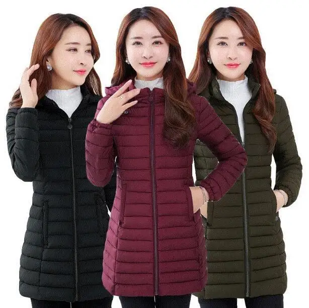 

Lady Cotton-padded Jacket New Style Winter 2017 Korean-style Slim Fit Slimming Mid-length Large Size Thin down Feather Cotton-pa