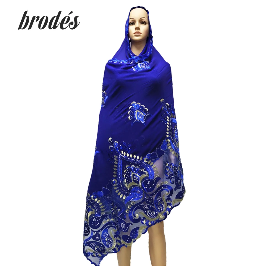 

Cotton Embroidered Muslim Multifunctional Women's Scarf, Shawl, Headscarf, Large Size and Large Flower Design for African SCARF