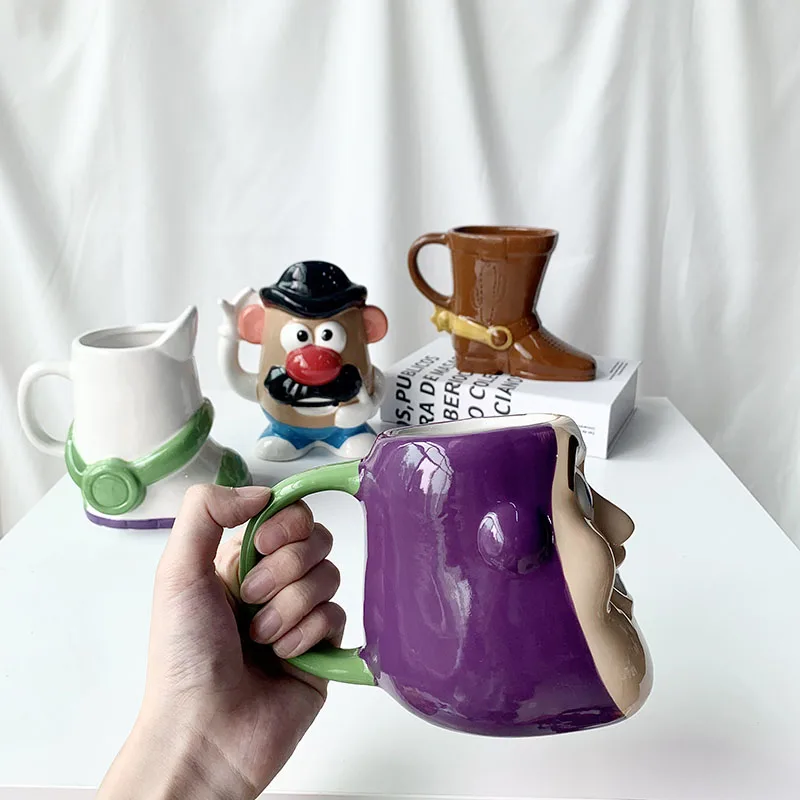エイリアン マグカップセットとMr. Potato Head トイストーリー Disney Toy Story Buzz Lightyear Mr.Potato Head Ceramic Cup Action