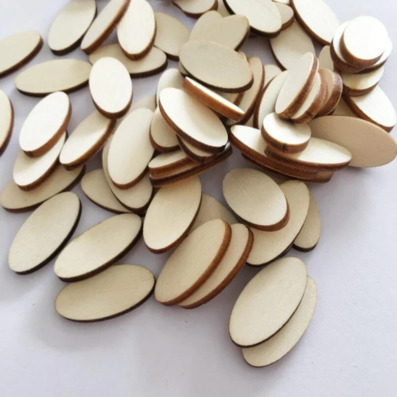 Natural Oval Shape Small Wood Chip 100PCS Child DIY Handmake Wooden Craft Wedding Home Decor Supplies | Игрушки и хобби