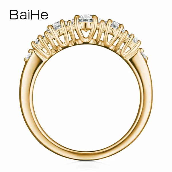 BAIHE Solid 10K белое золото(AU417) Сертифицированный 0.25ct круглый вырез тренд Moissanite свадебные женские ювелирные изделия элегантные Подарочные Кольца