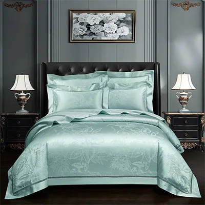 Роскошные пододеяльник из жаккардового шелка 4 шт. queen King size из египетского хлопка Ультра Комплект мягкого постельного белья стеганое одеяло простыня набор постельных принадлежностей коричнево - Цвет: color10