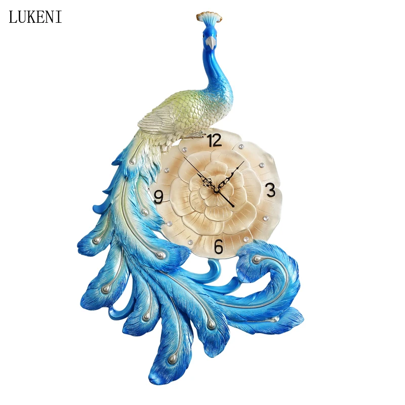 

Peacock Wall Clock American Home Living Room Decoration Clock Hotel Restaurant Creative Silent Atmosphere High-end Quartz Clock