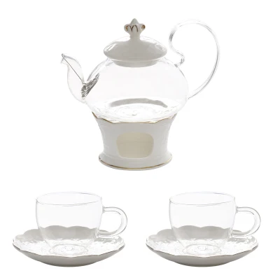 Teapot with 2 cups Модный высококачественный керамический чайник подсвечник со стеклянными чашками керамический поднос термостойкий набор чайников - Цвет: Teapot with 2 cups