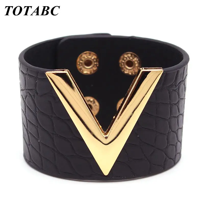 Europe Crack Leather Bracelet For Women Femme All-Match V Word Wide Punk  Style Soft Jewellery Cool Wholesale - AliExpress