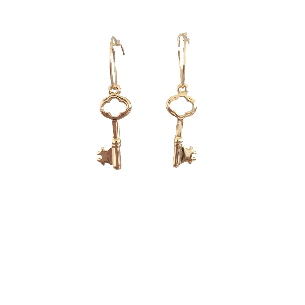 

LOVELY GOLD COLOR KEY CHARM DANGLE EARRING FOR WOMAN GIRL