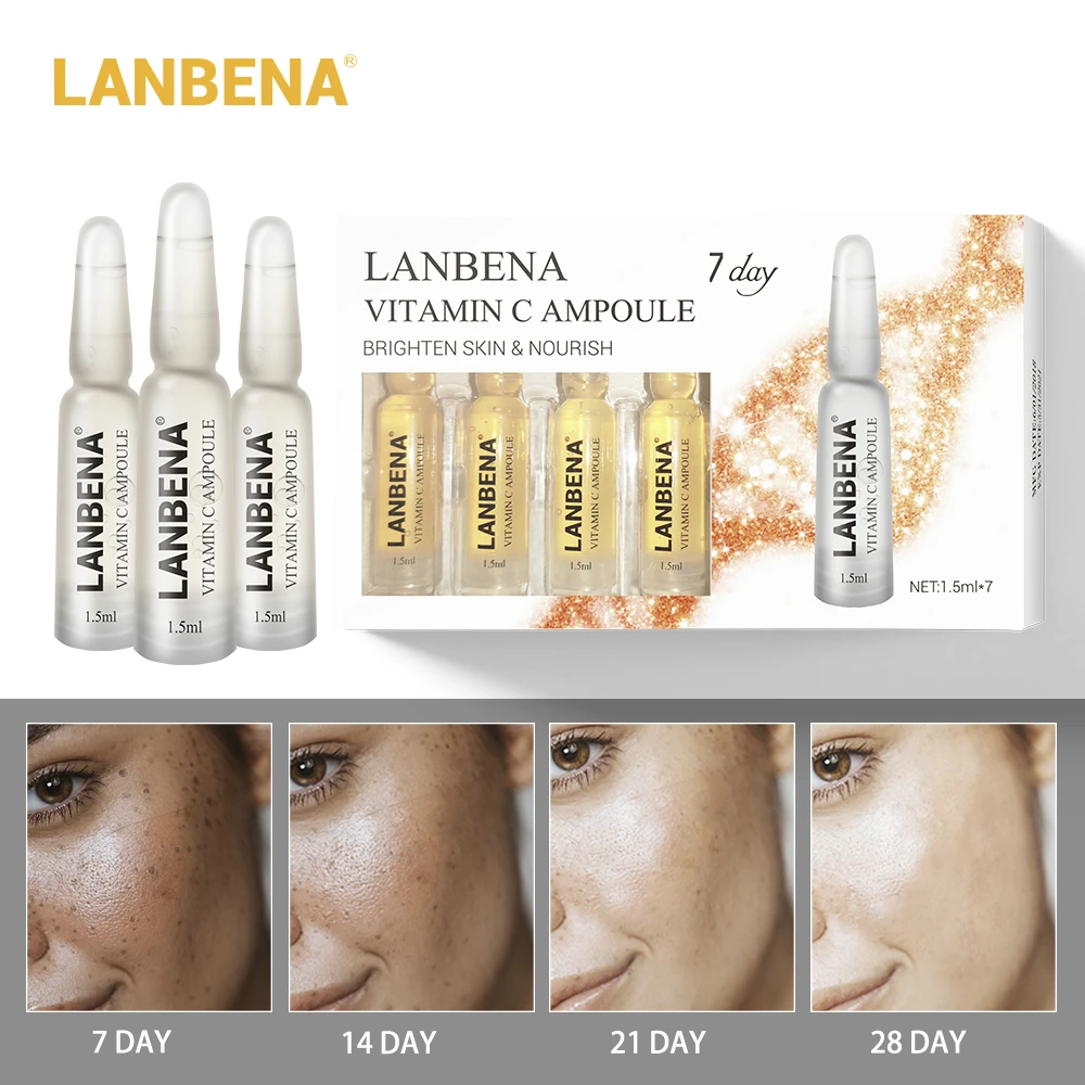 LANBENA 7 Days Ampoule Serum Hyaluronic Acid+Vitamin C+24K Gold Retinol+Q10+Ceramide Anti-Aging Wrinkle Moisturizing Skin Care LANBENA 7 Days Ampoule Serum Hyaluronic Acid+Vitamin C+24K Gold Retinol+Q10+Ceramide Anti-Aging Wrinkle Moisturizing Skin Care
