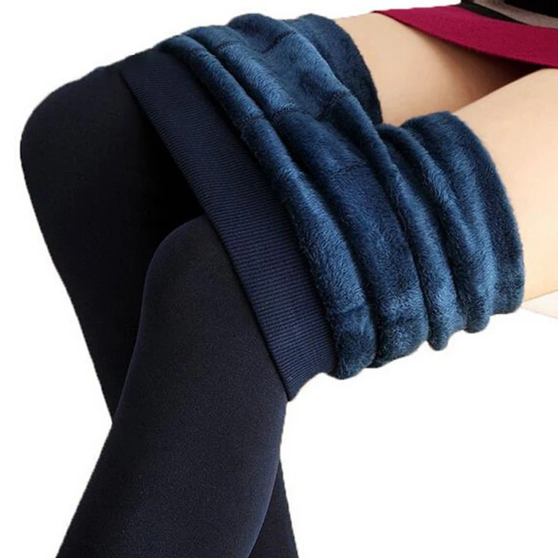 

NORMOV Winter Women's Plus Cashmere Pants Casual Slim Warm Pants High Elastic Knitted Trousers Femme Tick Velvet Spodnie Damskie