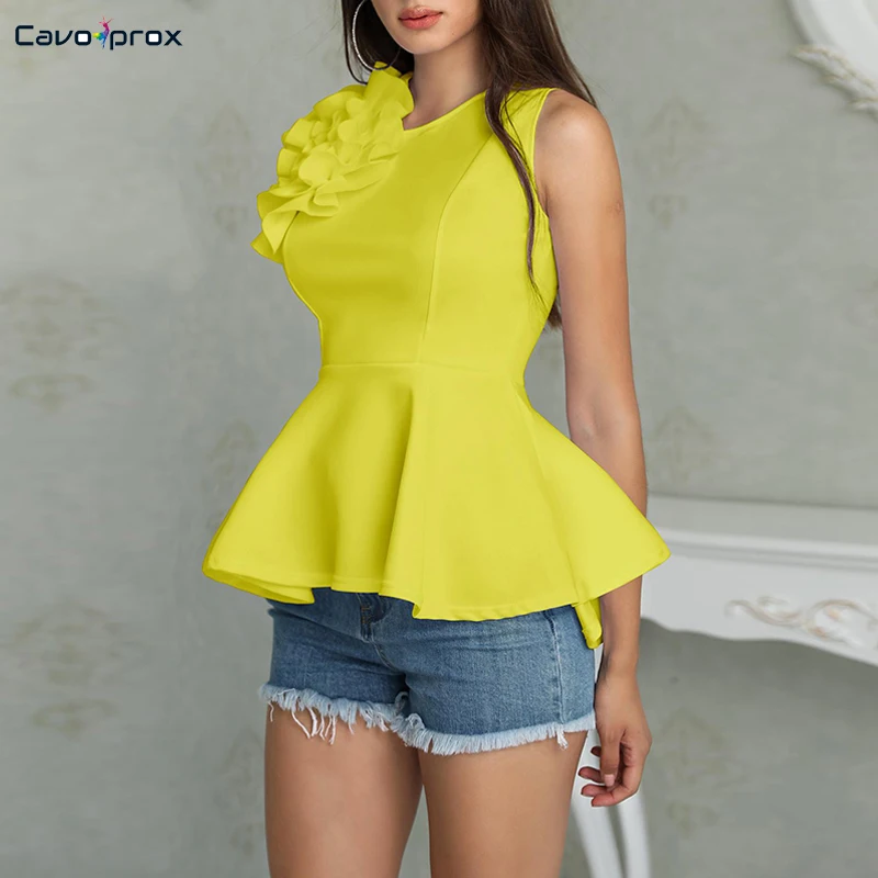 Женский офисный топ с цветочной аппликацией на молнии баской спине элегантная