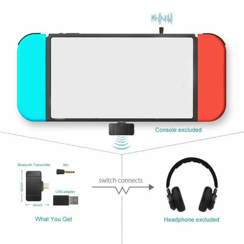For PS4 USB Wireless Bluetooth Receiver 3 5mm Headphones Transmitter Adapter For Nintendo Switch PC Bluetooth adapter converter