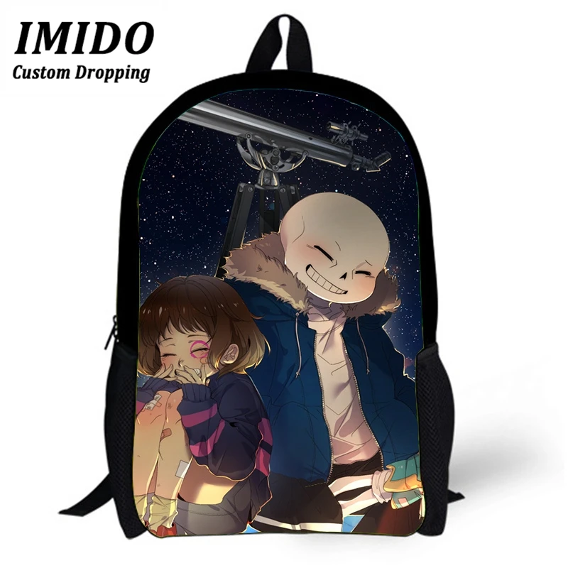 IMIDO детская школьная сумка рюкзак аниме Undertale Sans Frisk Chara напечатанные дорожные сумки большой емкости школьные рюкзаки сумки для книг - Цвет: WLL3713