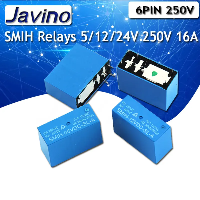 2 шт. SMIH-05VDC-SL-A SMIH-12VDC-SL-C SMIH-24VDC-SL-C 05 12 24 V реле 250V 16A 6PIN группа нормально разомкнутый