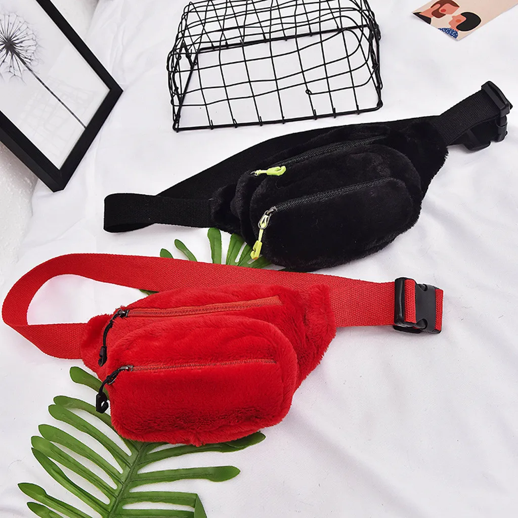 

Women Sport Double Zipper Plush Solid Color Handbag Exquisite Girl Original Handbag Elegant Ladies Fashion Shoulder Bag Fresh #T