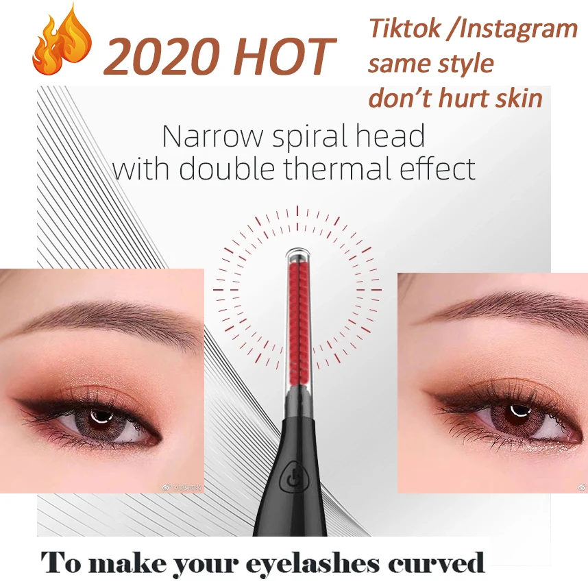 

2020 Latest eyeLash curler electric heated Lift Operated HOT in tiktok ins Silm dense eyeLash curler Best Quality usb charge