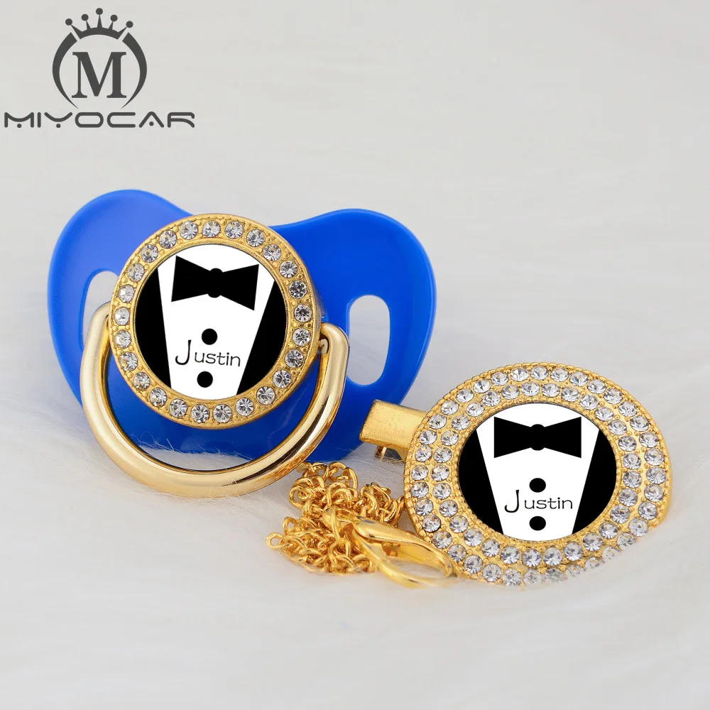 MIYOCAR на заказ любой тест крутой красивый золотой bling соска и соска клип черный BPA бесплатно пустышка bling уникальный дизайн P-SR - Цвет: P6-SR 6-18M