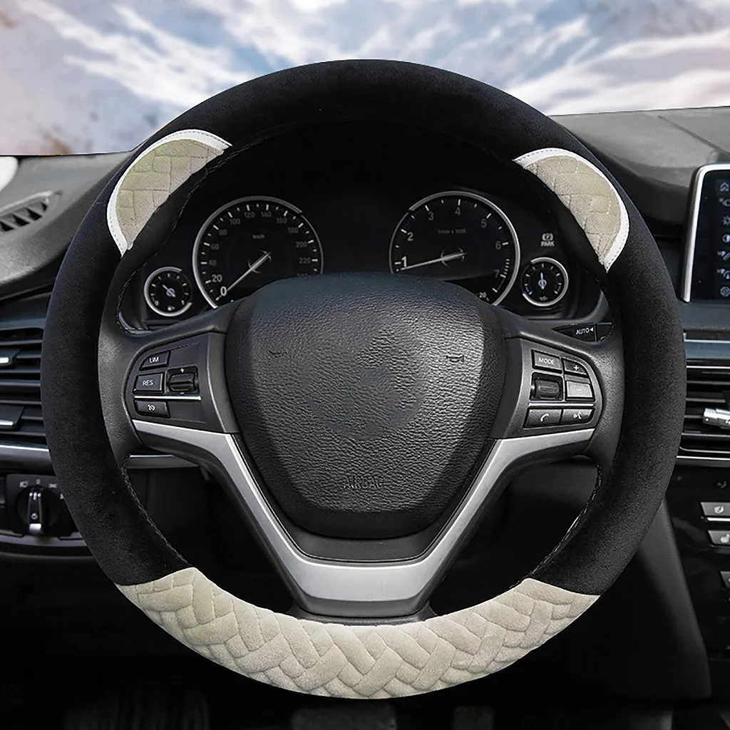 Универсальный чехол рулевого колеса автомобиля мультфильм сенсорный плюшевый удобный захват Руль Ручка Чехлы для салона автомобиля# BL4