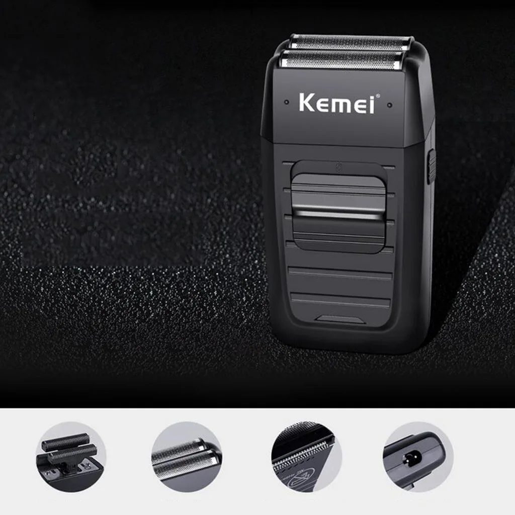 Kemei Portable Rechargeable Cordless Razor Electric Shaver Professional Mini Reciprocating Twin Blade Trimmer for Men Face Care