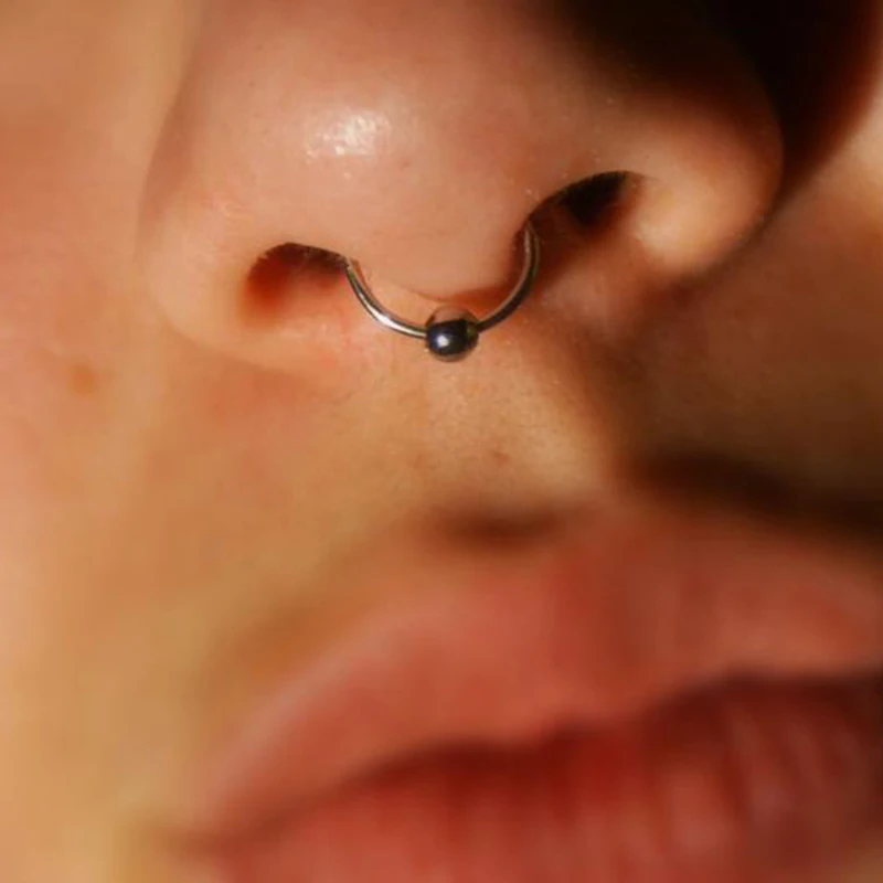 925 Серебряное кольцо для носа в стиле панк, ручная работа, пирсинг, ювелирное изделие, позолота, искусственный пирсинг, ложная перегородка, обруч, кликер, Grillz, поддельное кольцо для носа