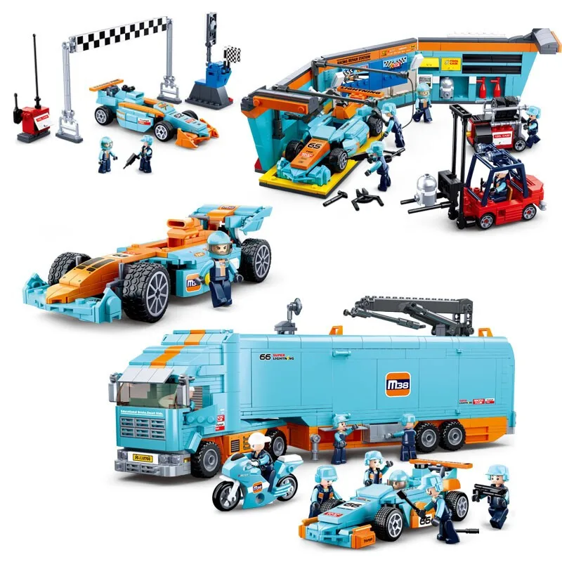 

SPEED CHAMPIONS F1 Racing Car Repair Ultimate Garage Building Blocks kits Bricks Sets Creator Technic Model Classic Kids Toys