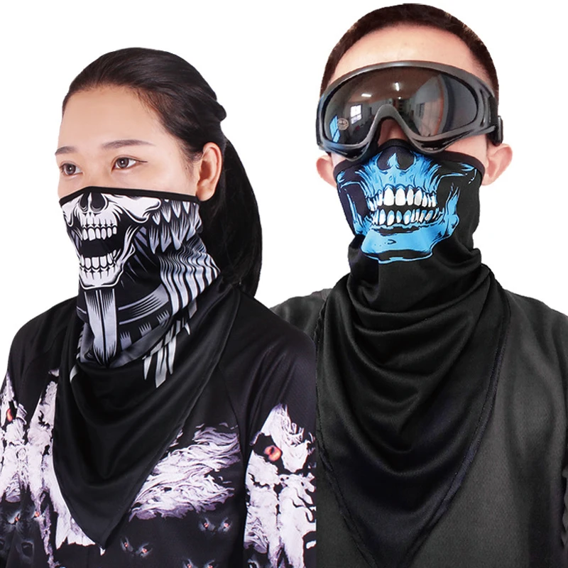 Tube Camo Headband Military Balaclava Bandana Triangle Face Mask skeleton print Windproof Soft Thin Wrap Scarf Neck Gaiter Men | Спорт и