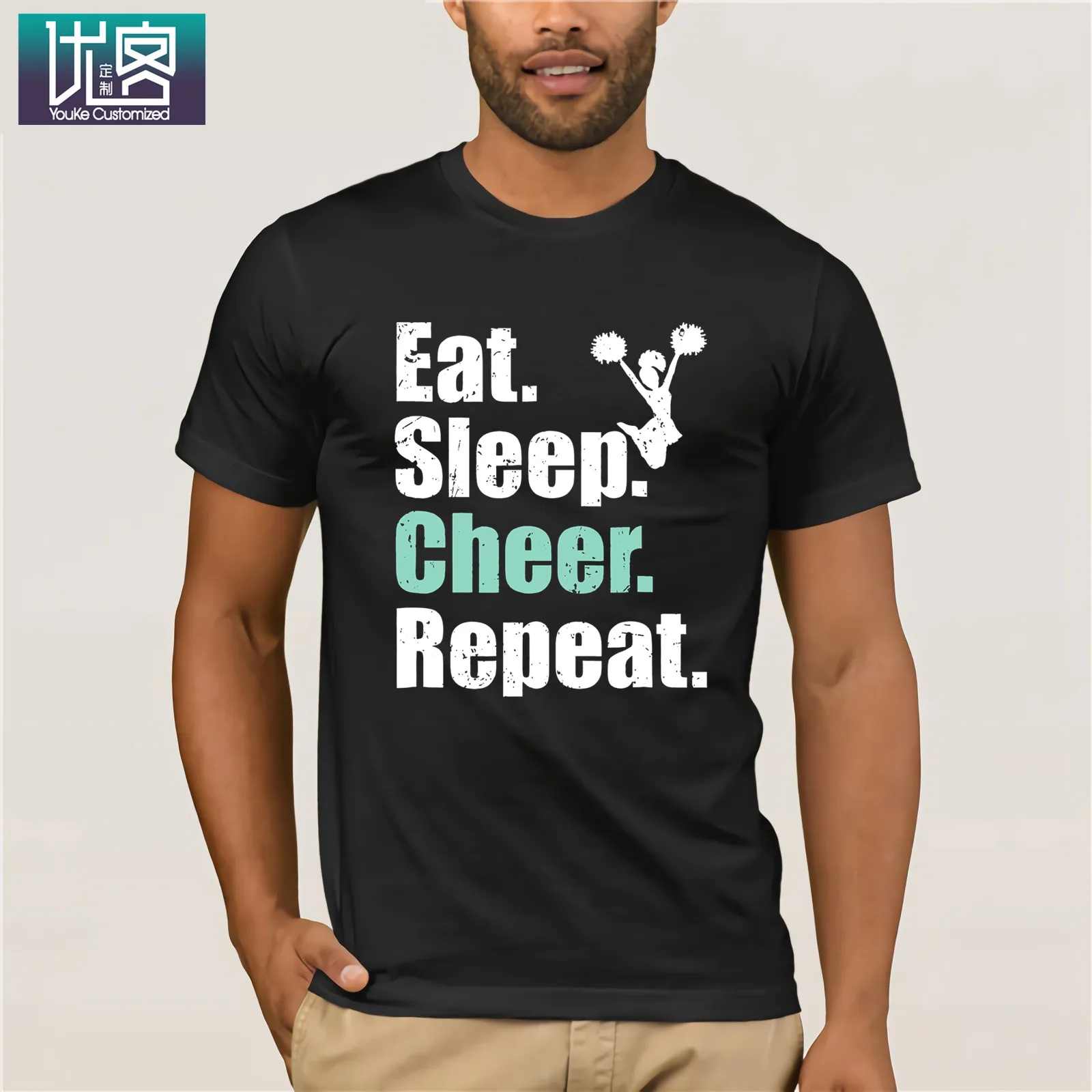 Футболка с надписью Eat Sleep Cheer Repeat футболка для Черлидинга подарок потрясающие