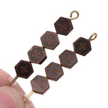 

55pcs Hexagon Hematite Beads 6mm, Snowflake Spacer Beads, Metallic Color Antique Copper (#V6091-3)