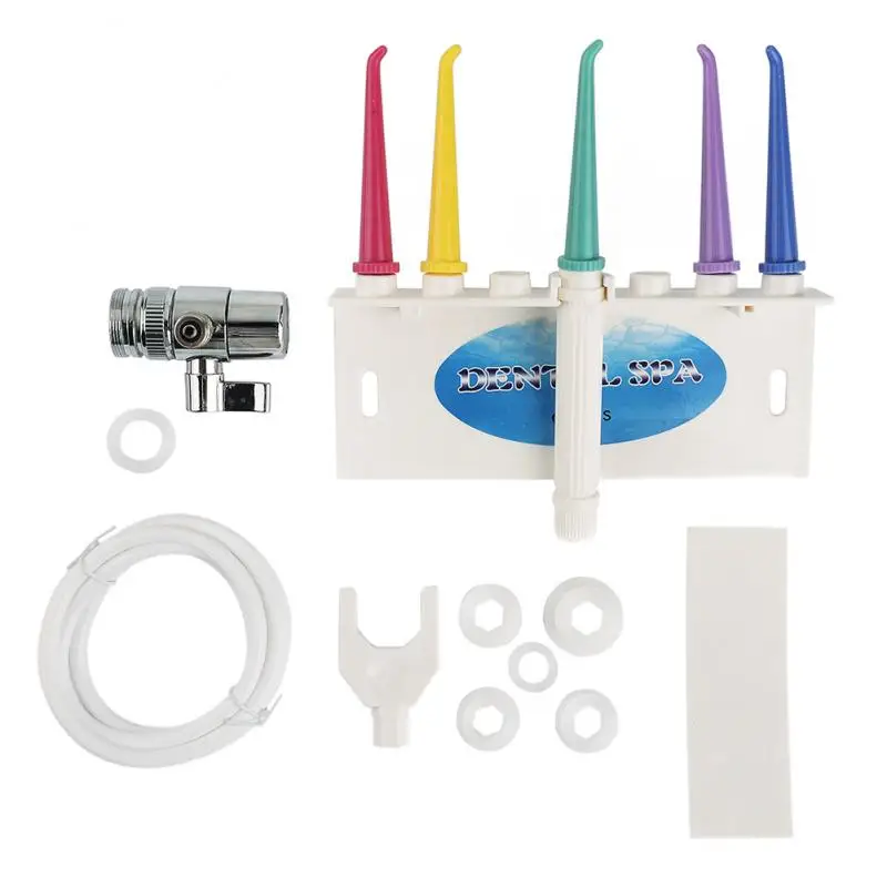 Hilo Dental Oral irrigador de agua SPA Jet diente Sets de limpieza grifo Tipo de tuberías de PVC 3 cepillos de dientes blanquear Teth higiene familia