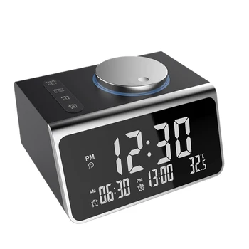 

Digital Alarm Clock with FM Radio Dual USB Charging Sleep Timer Thermometer FM Radio Clock Backup for Bedrooms-EU Plug