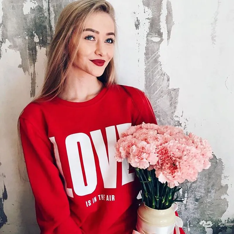 NiceMix футболка с надписью про любовь для женщин и девушек теплая осенне-зимняя одежда с надписью LOVE Veste Femme Белый Черный Красный Kawaii