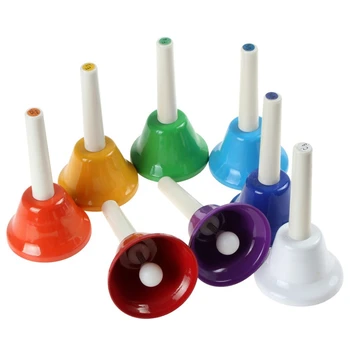 

ELOS-IRIN 8Pcs Handbell 8 Note Diatonic Metal Hand Bells Set Percussion Instrument for Kid Children Musical Instrument Toy