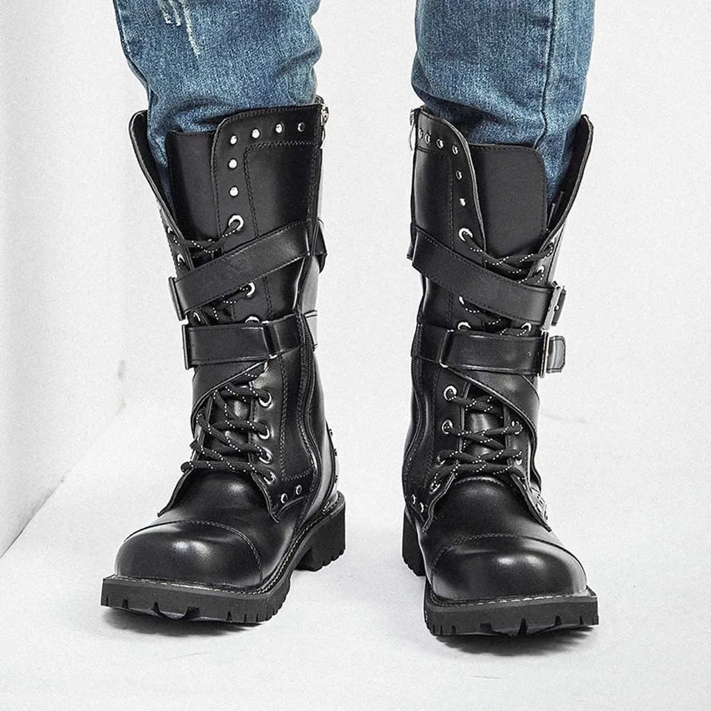 Мужская обувь модные ботинки мужские армейские ботинки zapatos de hombre уличные Нескользящие ботинки с пряжкой зимние ботинки в стиле панк