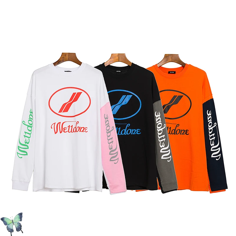

Autumn Winter WellDone Long Sleeve Sweatshirt Pullover Men Women High Street Washed We 11 Done Letter Logo Sweatshirts