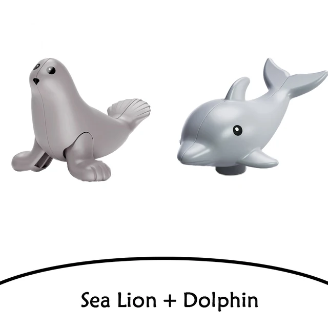Brick Animal Spelling Building Blocks New Animal Cartoons Sea Flamingo Compatible With Brick Toy For Children Christmas Gift Sea Lion  Dolphin