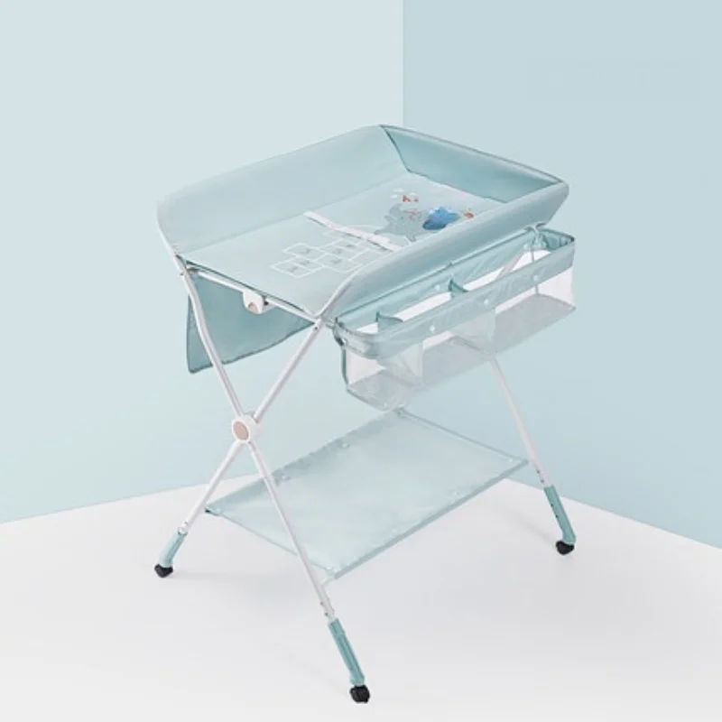 

Foldable baby diaper table belt wheel foldable portable diaper changing table