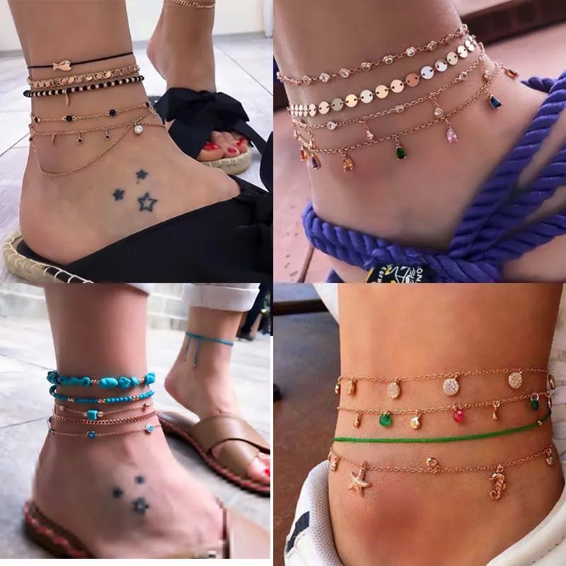Guvivi Gold Layers Boho Ankle Bracelets for Women Fashion Star Beads Rope Chain Leg Foot Anklets Beach Jewelry 2019 Dropshipping Guvivi Gold Layers Boho Ankle Bracelets for Women Fashion Star Beads Rope Chain Leg Foot Anklets Beach Jewelry 2019 Dropshipping