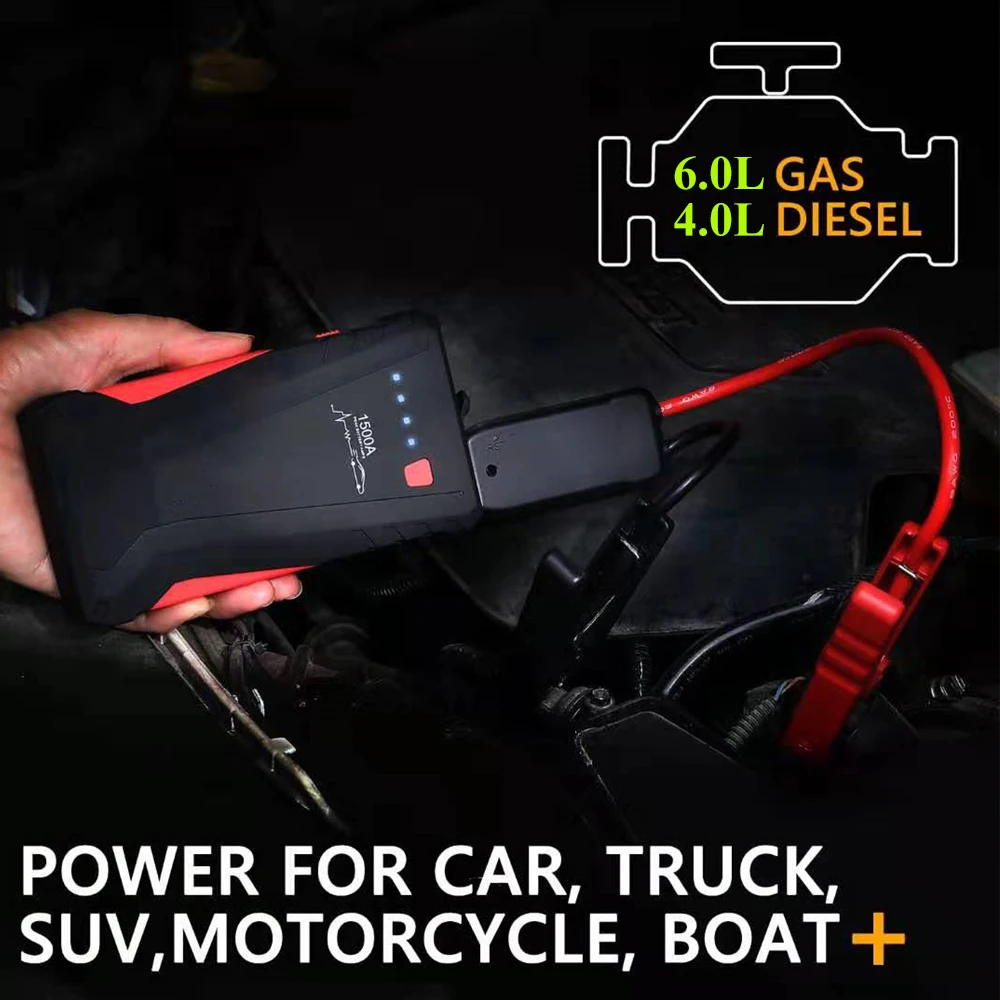 High Power 12V 1500A Starting Device Portable Car Jump Starter Petrol Diesel Car Charger For Car Ba