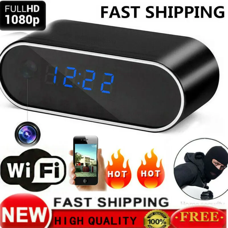 

HD 1080P Wireless Wifi Alarm Clock Camera Motion Home Security Protection IR Cam Nanny Night Vision IP Camera