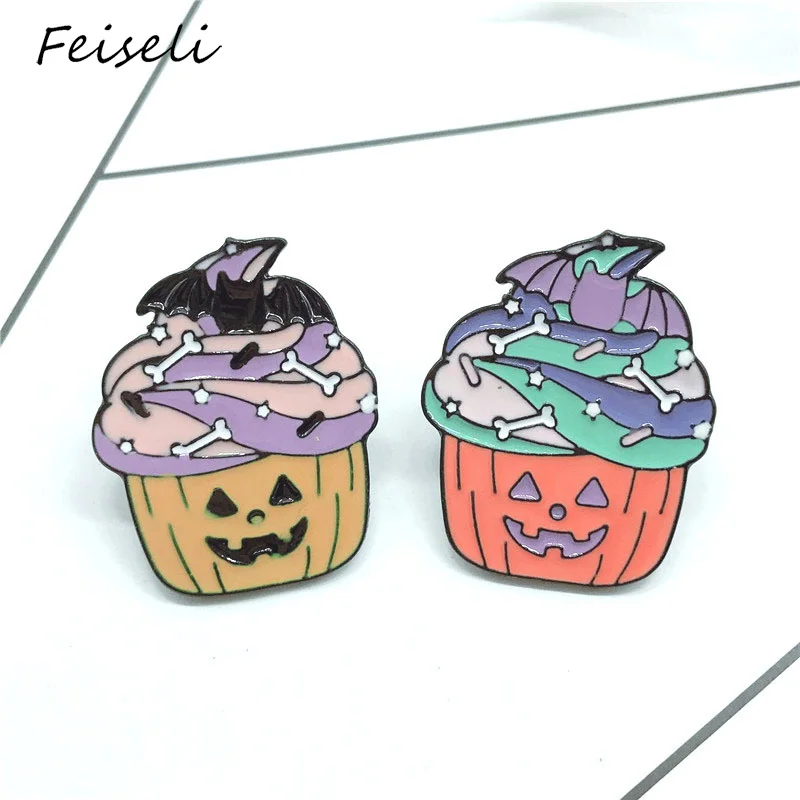 

Feiseli Creative Cartoon Badge Halloween Devil Ice Cream Color Enamel Brooch FOr Women Kids Collar Lapel Pins Jewelry Gift