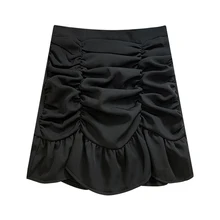 

Spring skirt female 2021 new A-line skirt Korean version of the French high waist solid color wild thin skirt short hips