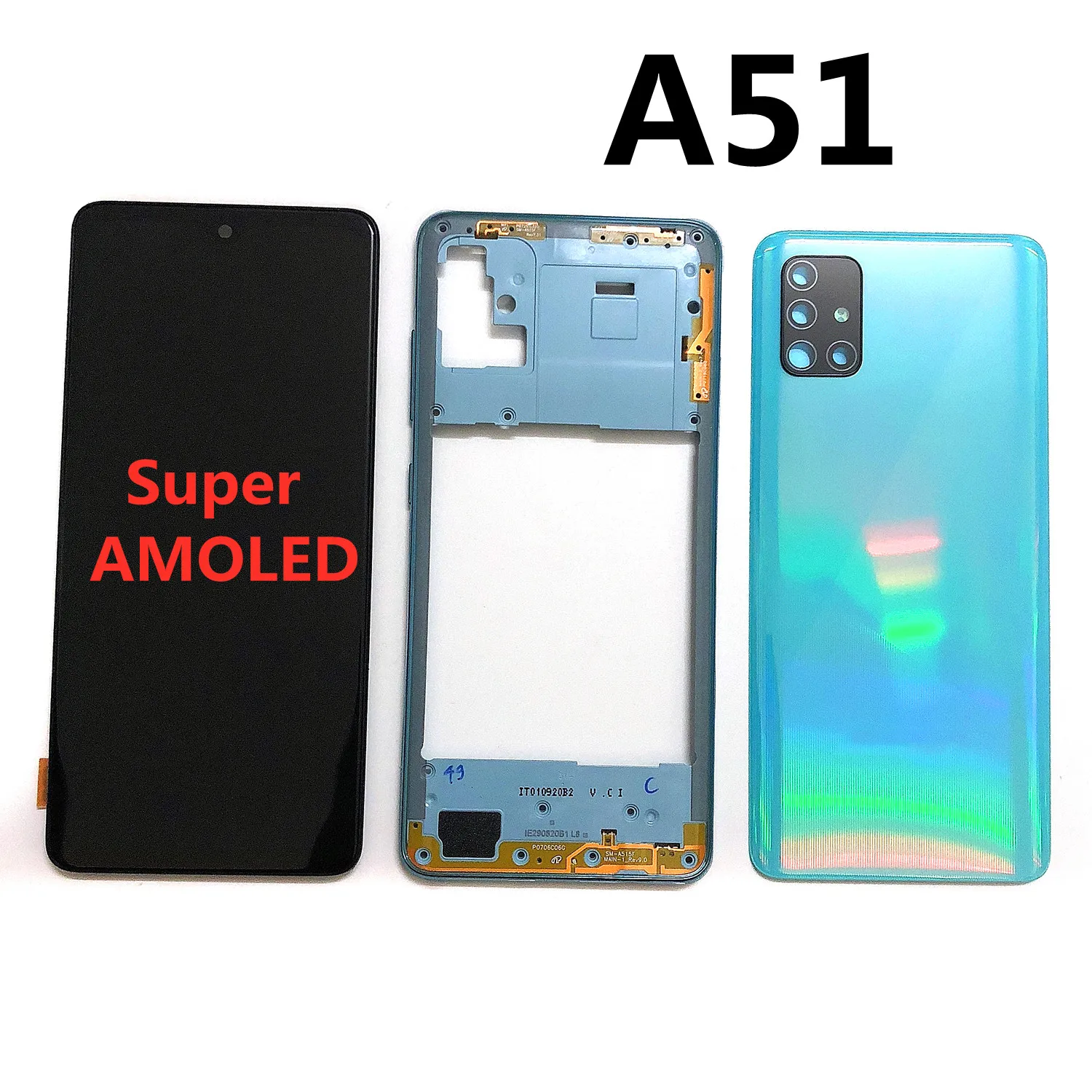 

6.5‘’Super AMOLED For Samsung Galaxy A51 A515 SM-A515F/DS LCD Display Touch Screen Digitizer+Housing Middle Frame Back Cover